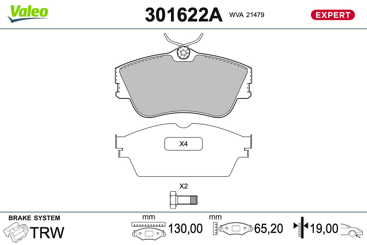 VALEO Bremseklodser 301622a foraksel for VW