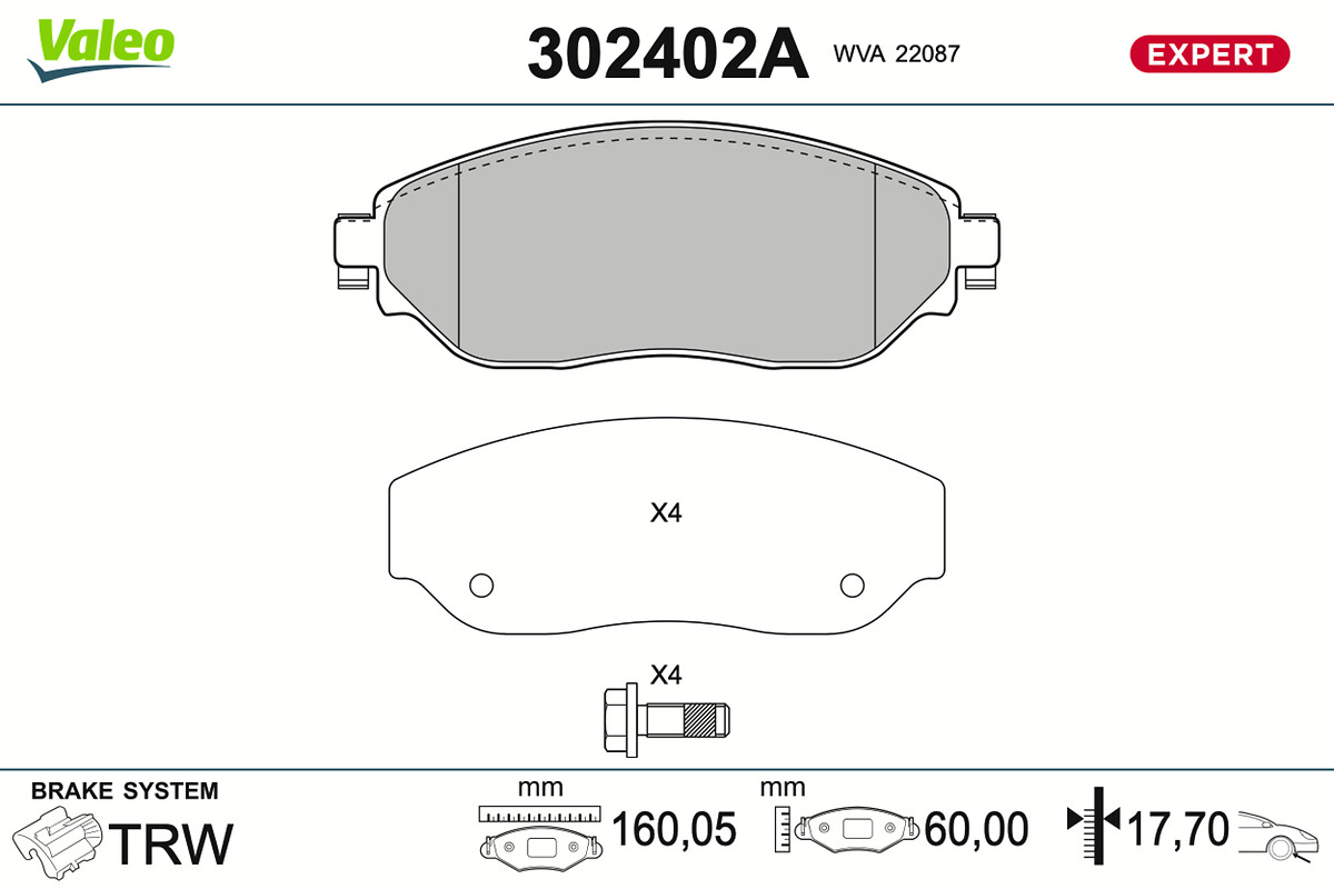 VALEO Bremseklodser 302402a foraksel for OPEL VAUXHALL FIAT NISSAN RENAULT