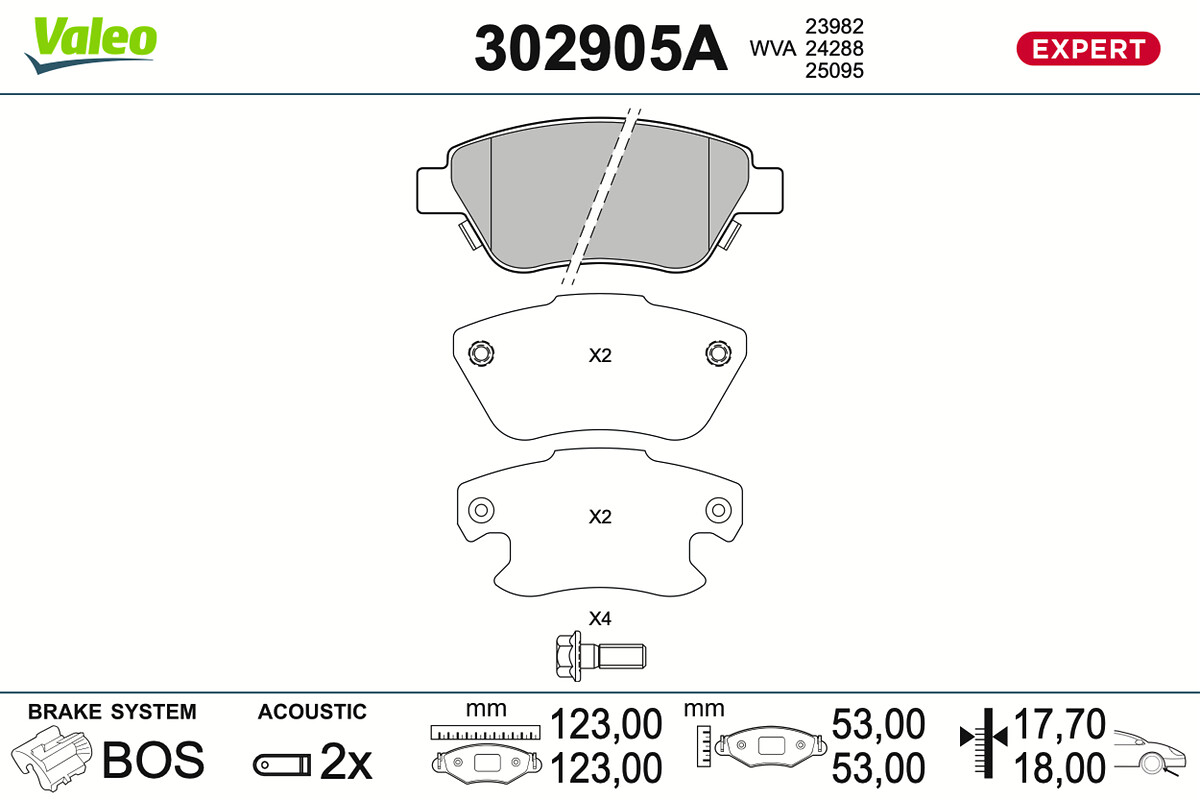 VALEO Bremseklodser 302905a foraksel for OPEL VAUXHALL