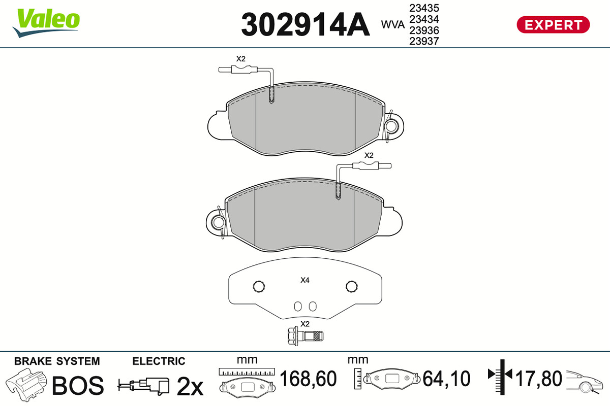 VALEO Bremseklodser 302914a foraksel for NISSAN