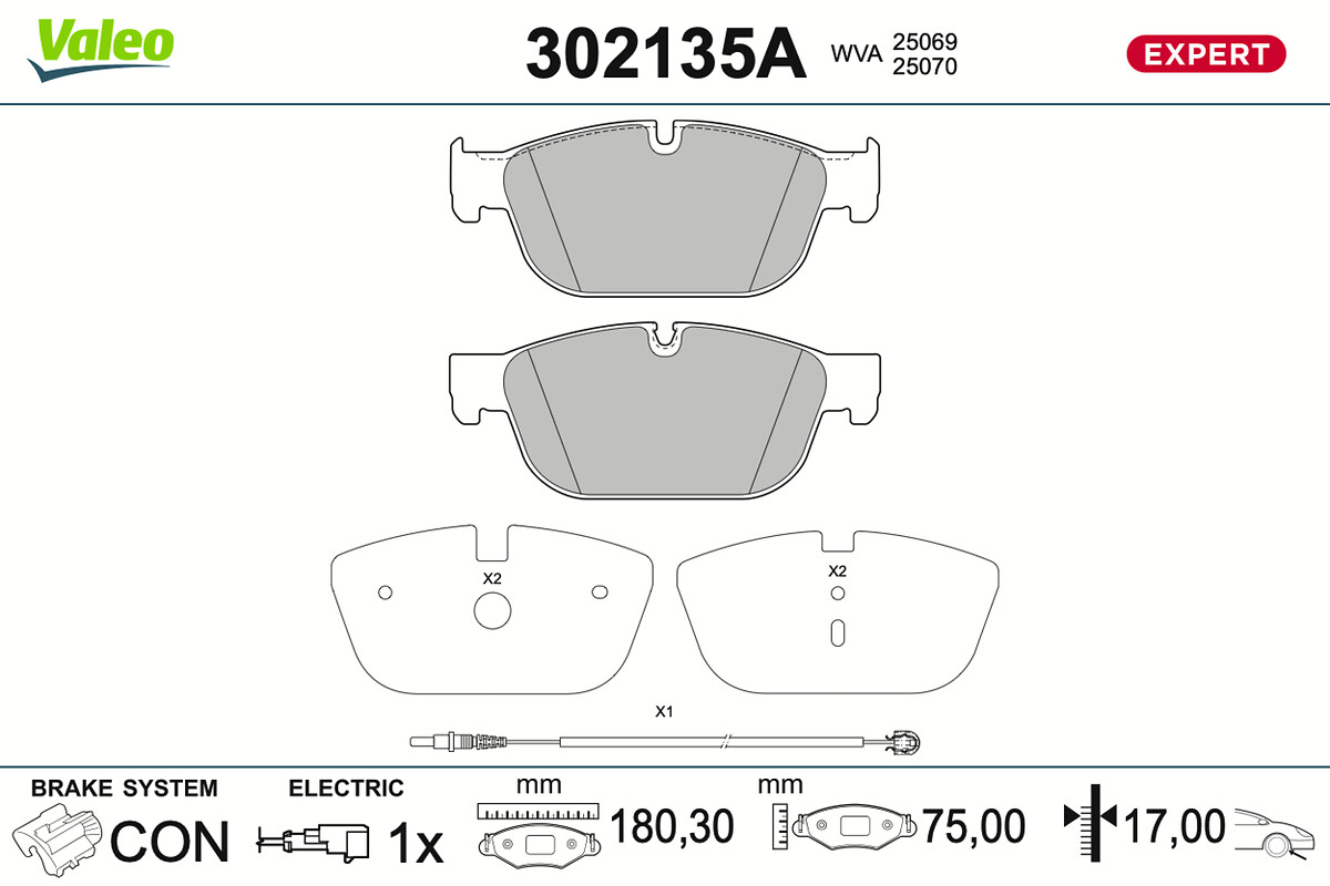 VALEO Bremseklodser 302135a foraksel for PEUGEOT DS