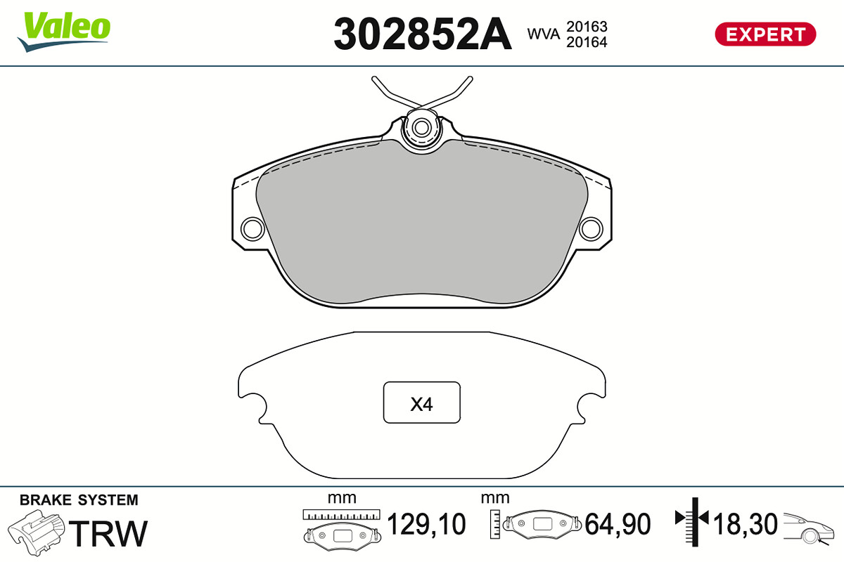VALEO Bremseklodser 302852a foraksel for VOLVO
