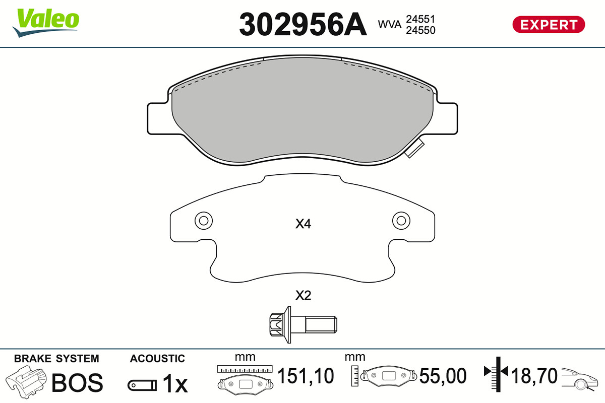 VALEO Bremseklodser 302956a foraksel for OPEL VAUXHALL