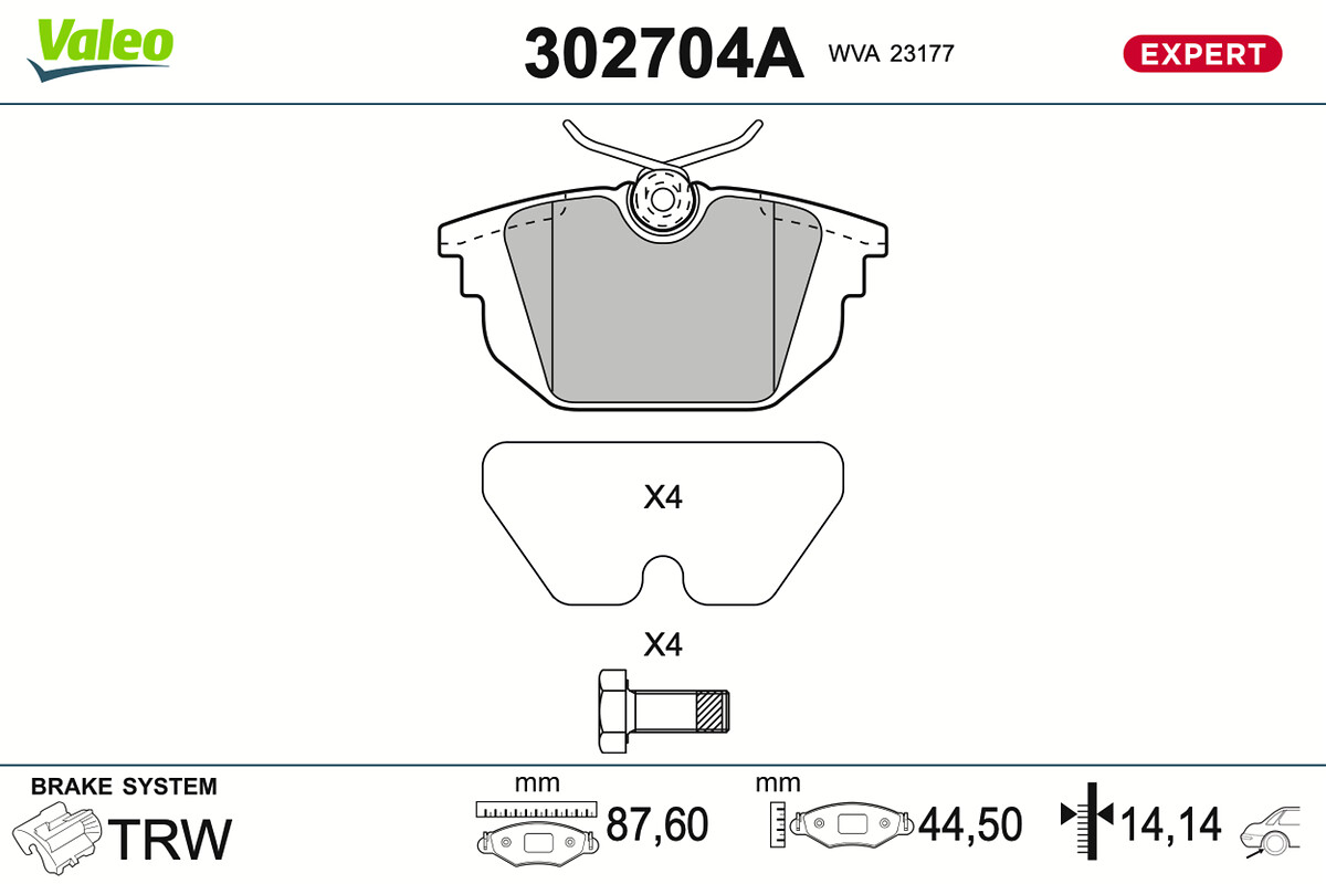 VALEO Bremseklodser 302704a bagaksel for FIAT LANCIA ALFA ROMEO