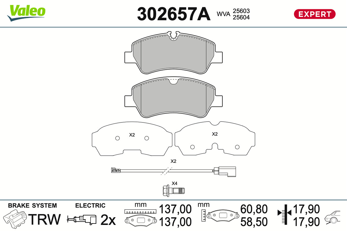 VALEO Bremseklodser 302657a for FORD