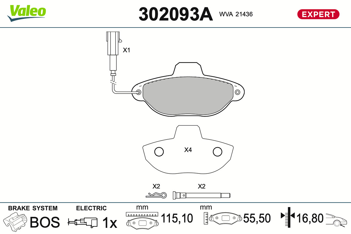 VALEO Bremseklodser 302093A foraksel for FORD FIAT