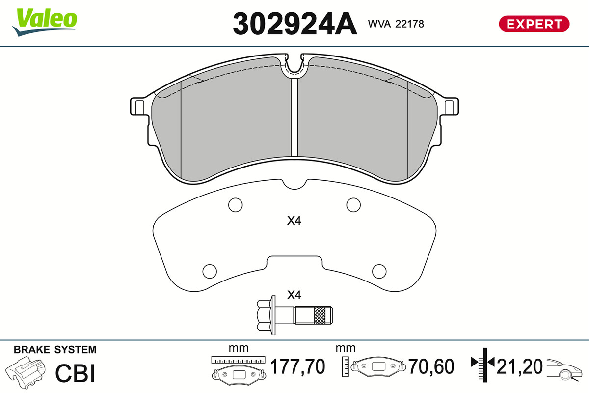 VALEO Bremseklodser 302924a foraksel for MAN VW