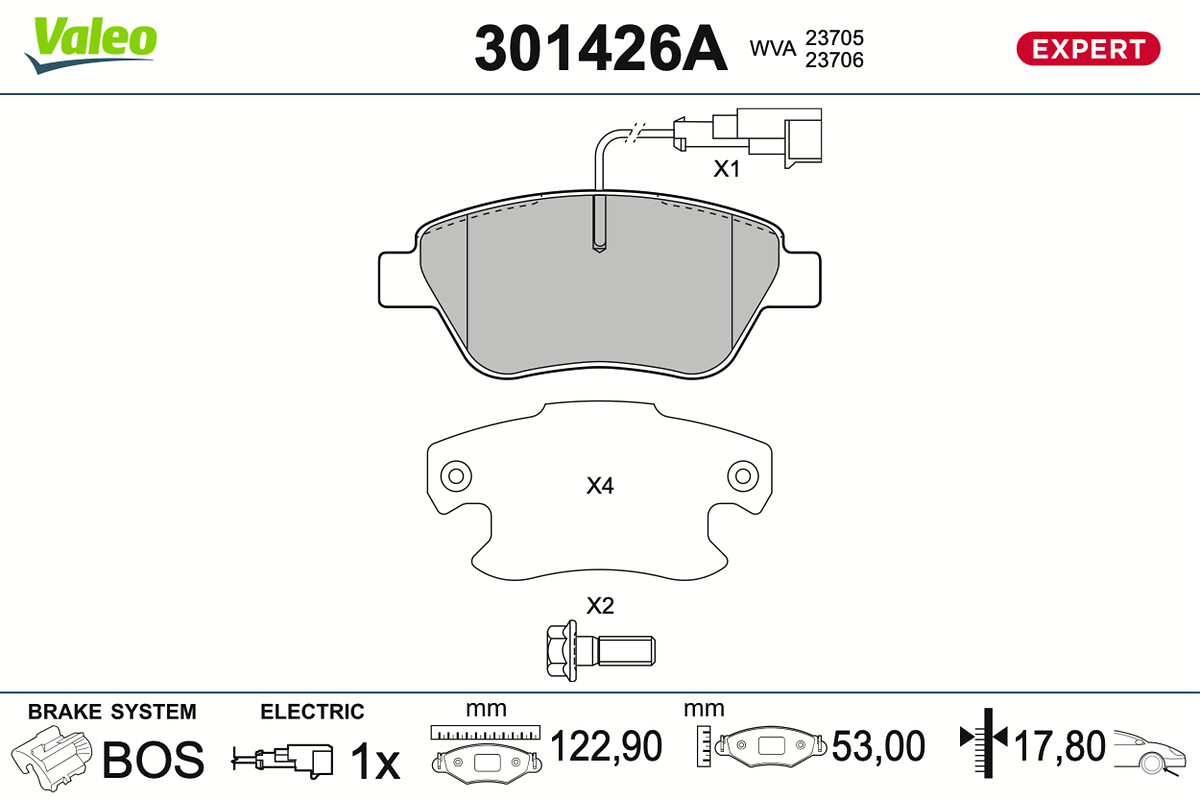 VALEO Bremseklodser 301426A foraksel for PEUGEOT FIAT LANCIA ABARTH