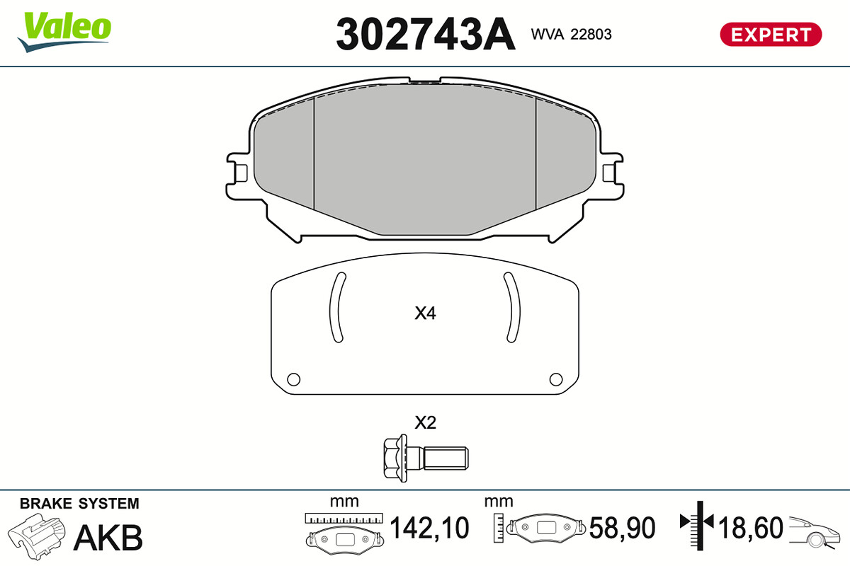 VALEO Bremseklodser 302743a foraksel for RENAULT MITSUBISHI
