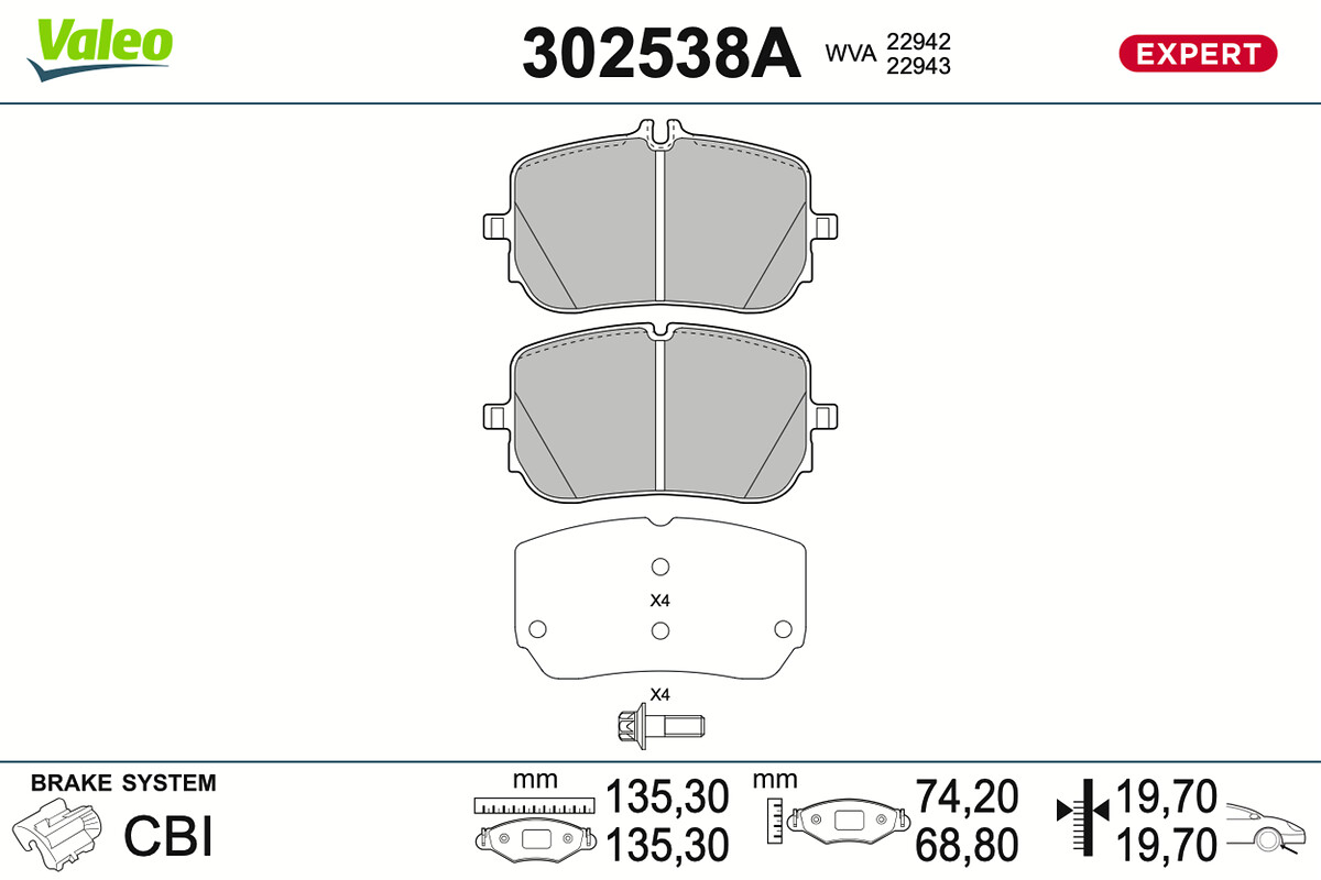 VALEO Bremseklodser 302538a foraksel for MERCEDES-BENZ MERCEDES-BENZ (BBDC)