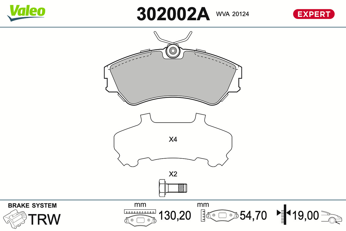 VALEO Bremseklodser 302002a foraksel for VW