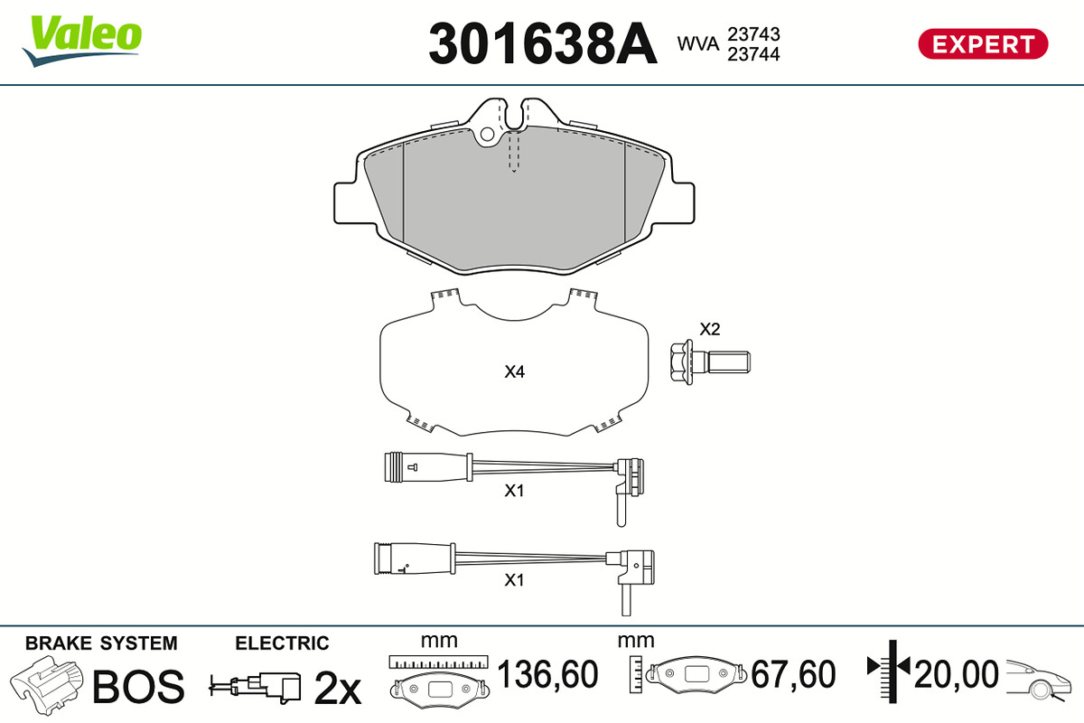 VALEO Bremseklodser 301638a foraksel for MERCEDES-BENZ MERCEDES-BENZ (BBDC)
