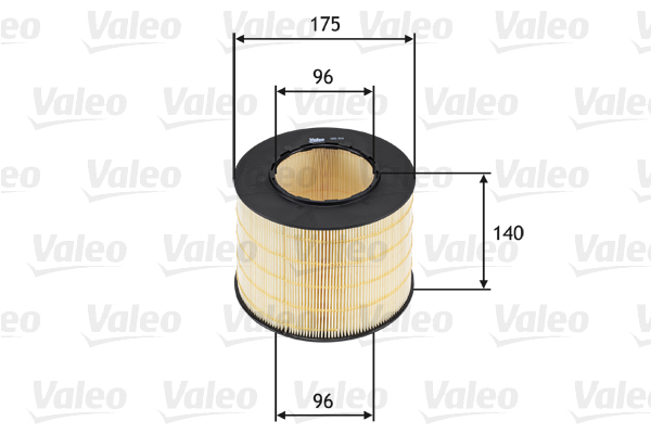 VALEO Luftfilter 585714 Filterindsats height_mm_209|Højde [mm]|140 outer_diameter_mm_497|Yderdiameter [mm]|175 inner_diameter_mm_496|Indvendig diamete