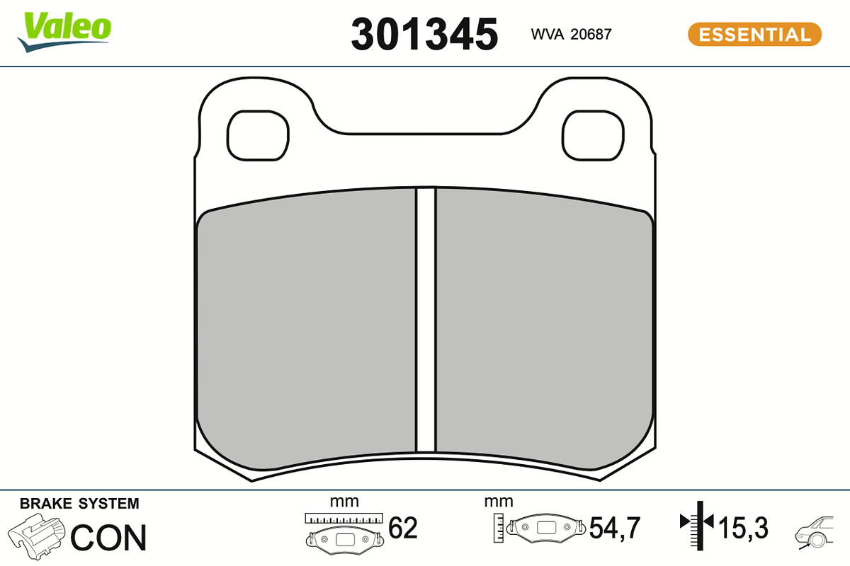 VALEO Bremseklodser 301345 bagaksel for MERCEDES-BENZ