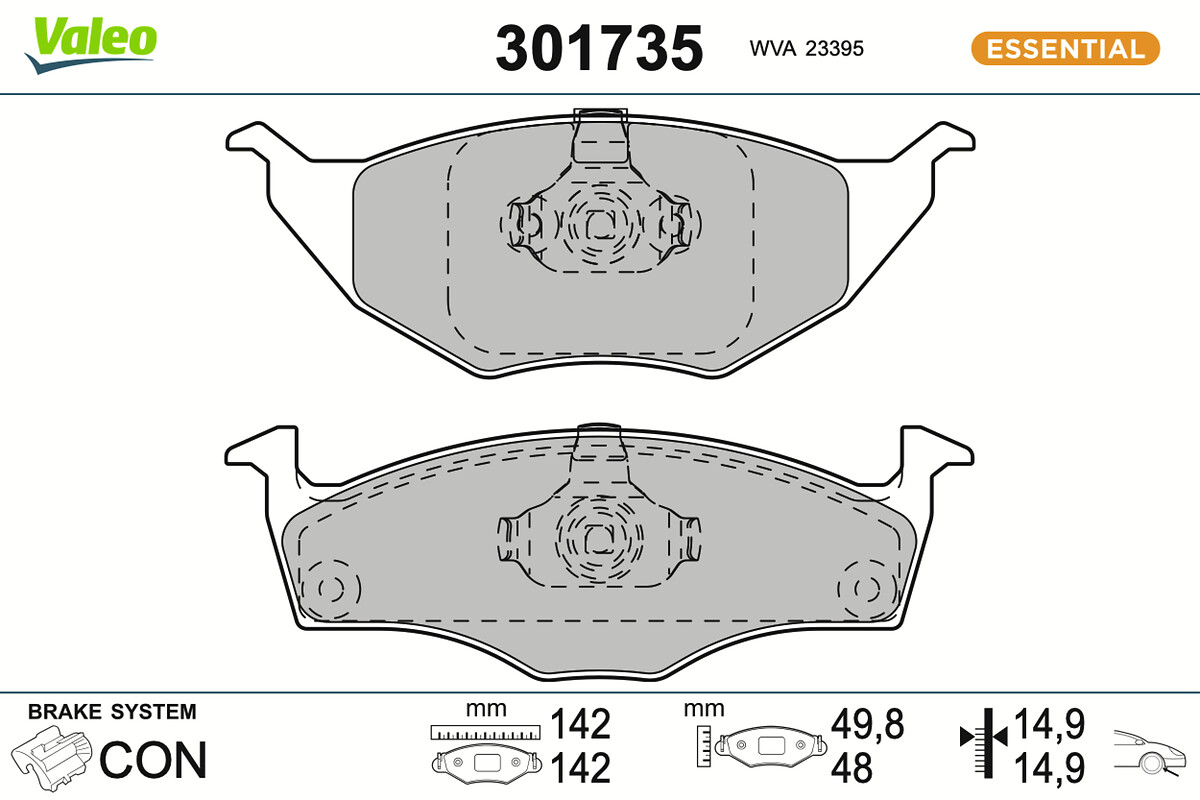 VALEO Bremseklodser 301735 foraksel for VW