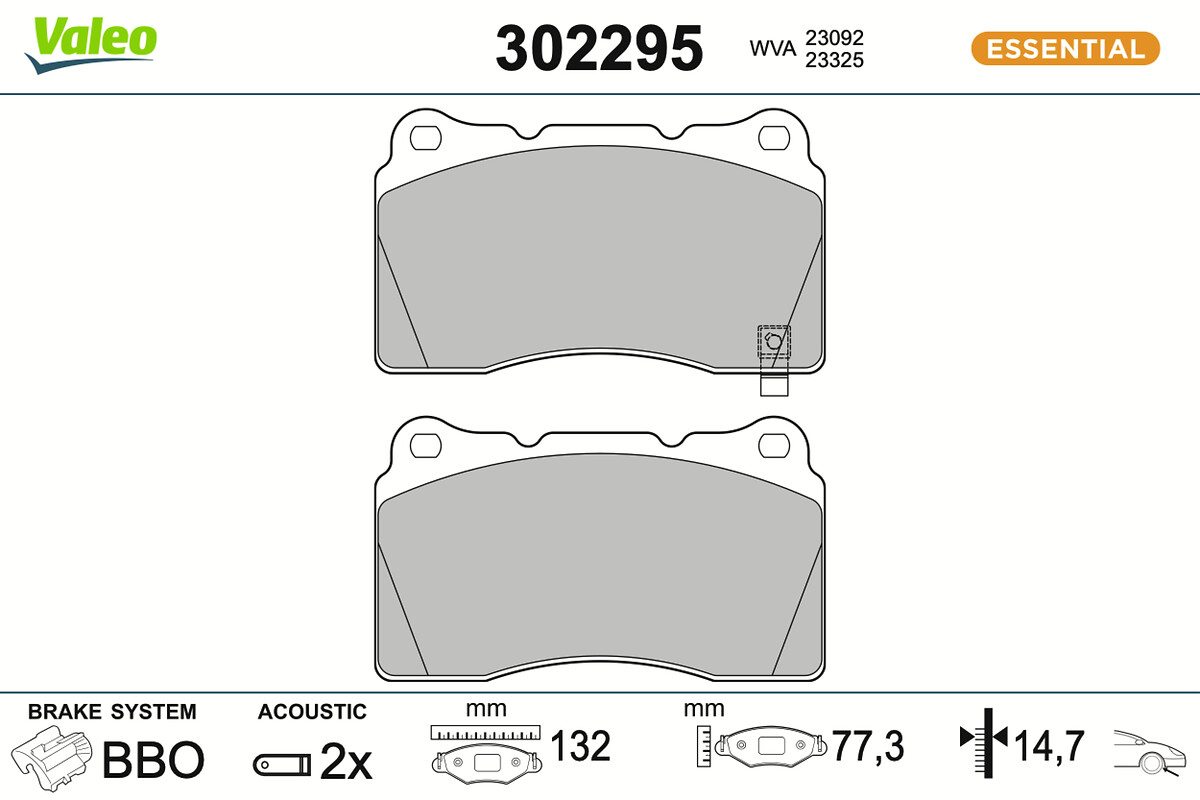VALEO Bremseklodser 302295 foraksel for MITSUBISHI SUBARU