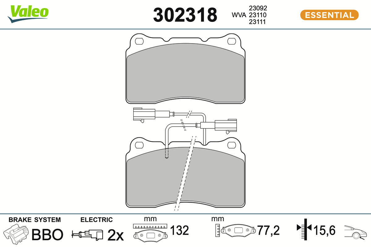 VALEO Bremseklodser 302318 foraksel for ALFA ROMEO LANCIA