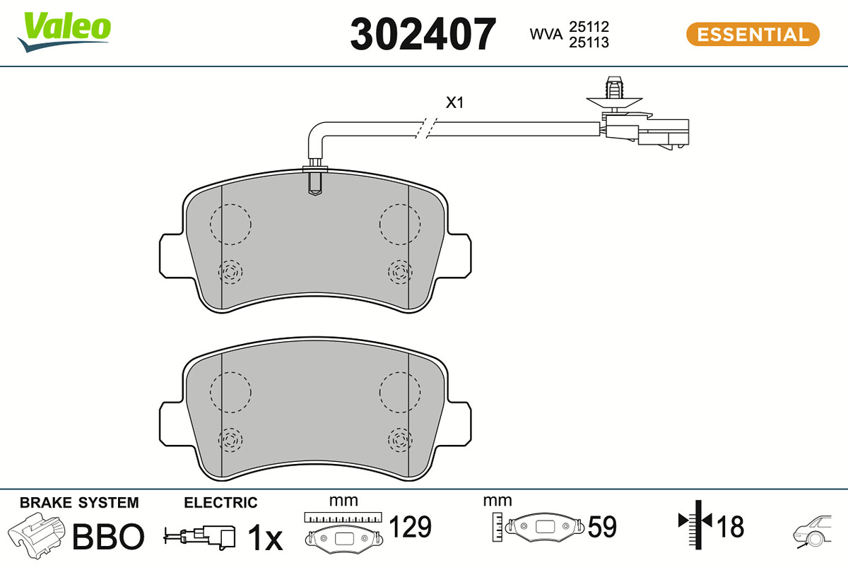 VALEO Bremseklodser 302407 bagaksel for OPEL VAUXHALL NISSAN RENAULT