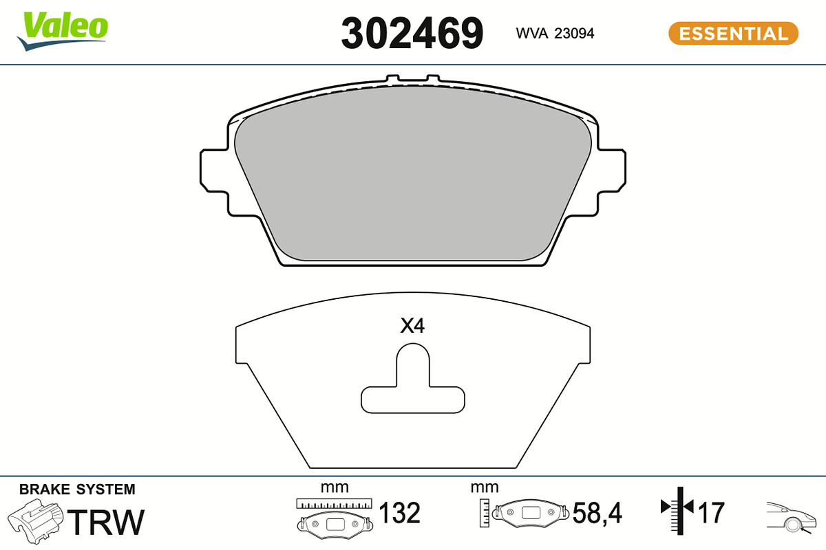 VALEO Bremseklodser 302469 foraksel for NISSAN