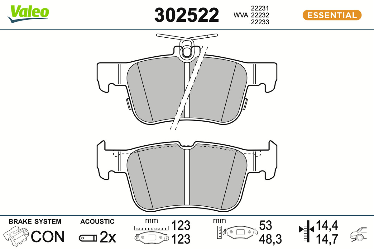 VALEO Bremseklodser 302522 bagaksel for FORD FORD USA FORD (CHANGAN)
