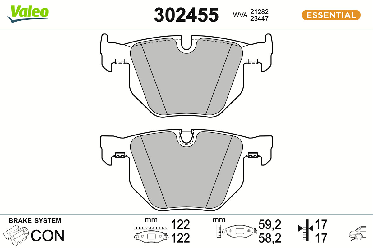 VALEO Bremseklodser 302455 bagaksel for BMW ALPINA