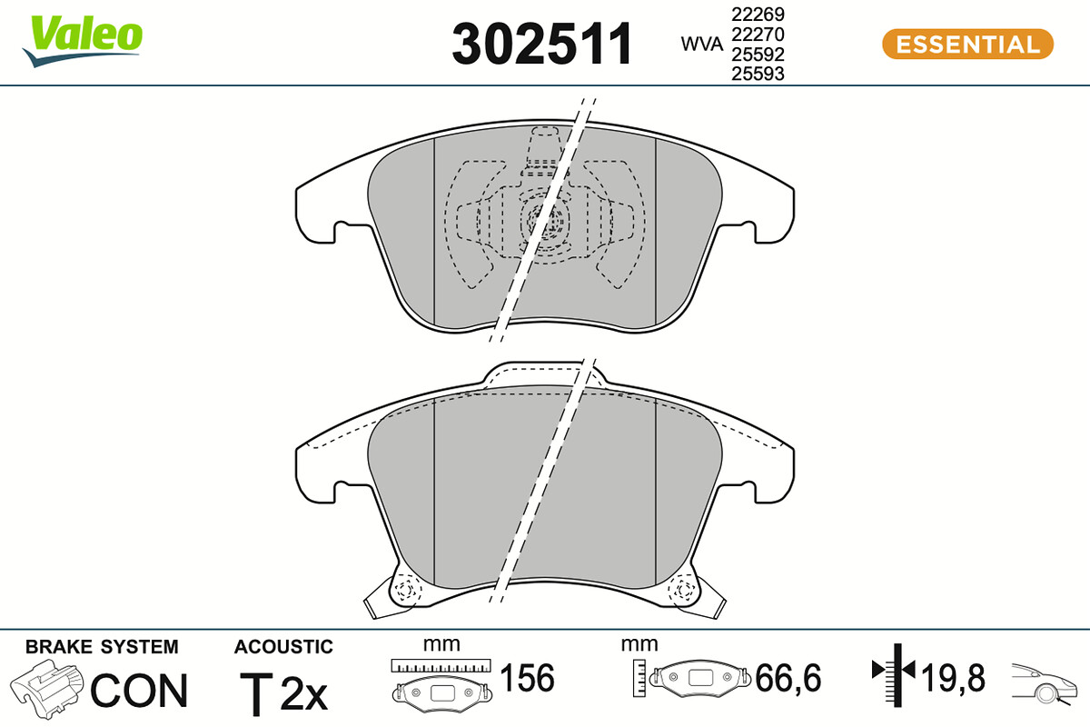 VALEO Bremseklodser 302511 foraksel for FORD FORD (CHANGAN) FORD USA LINCOLN