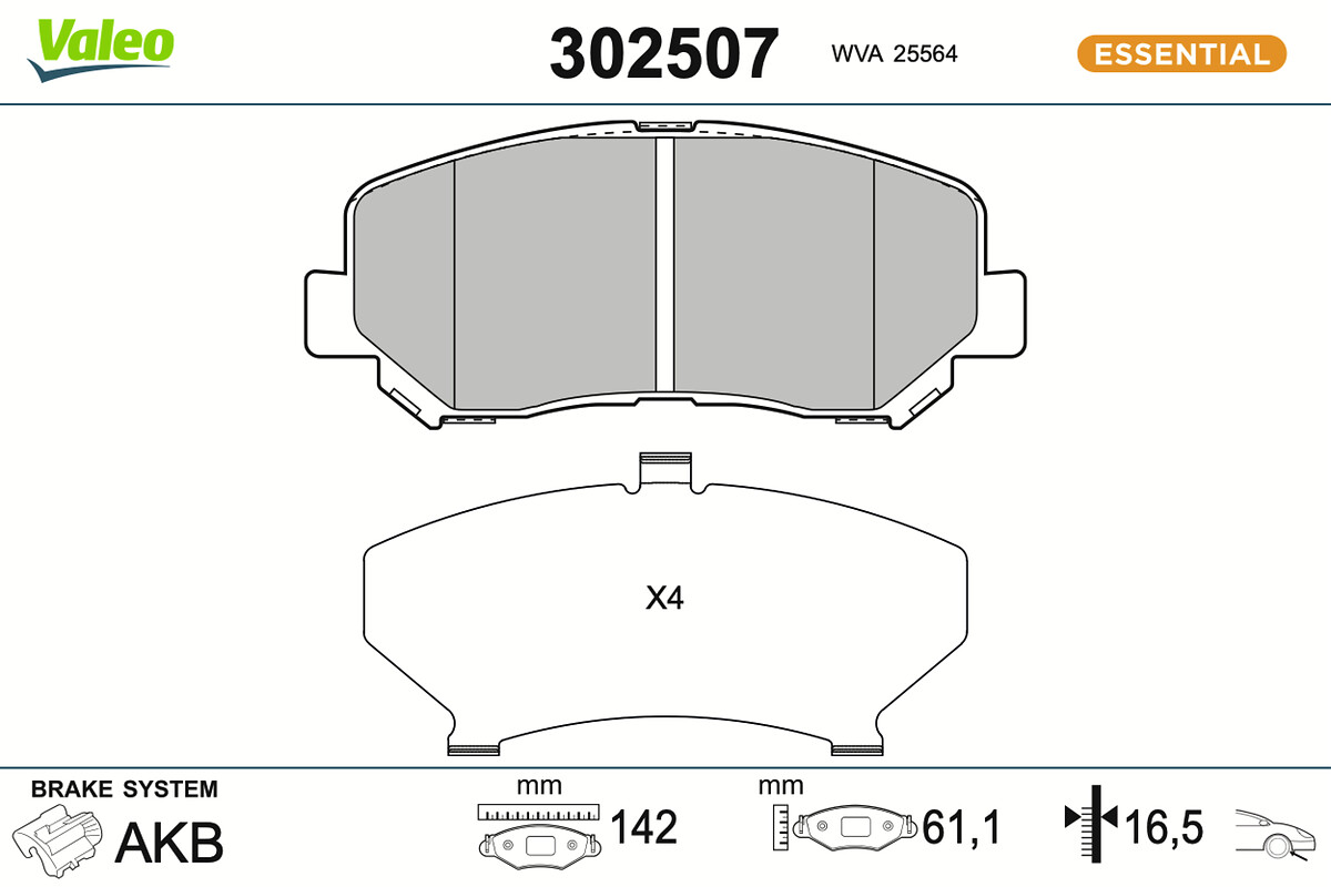 VALEO Bremseklodser 302507 foraksel for MAZDA