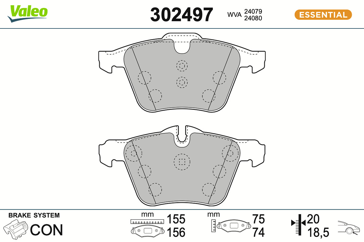 VALEO Bremseklodser 302497 foraksel for JAGUAR