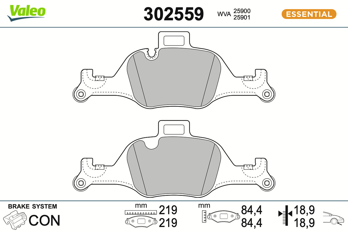 VALEO Bremseklodser 302559 foraksel for BMW BMW (BRILLIANCE)