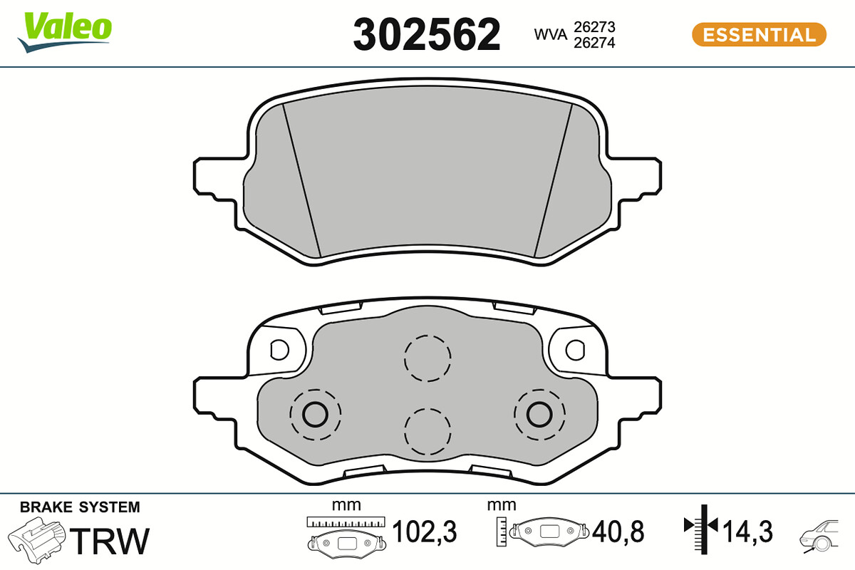 VALEO Bremseklodser 302562 bagaksel for FORD