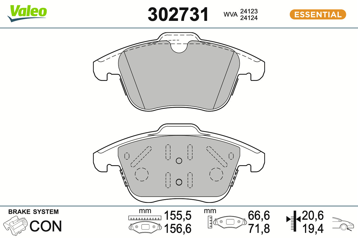 VALEO Bremseklodser 302731 foraksel for LAND ROVER (CHERY)