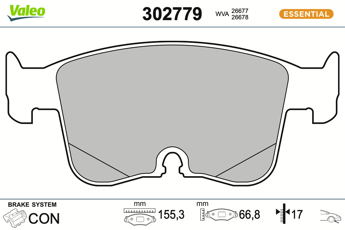 VALEO Bremseklodser 302779 foraksel for VW CUPRA