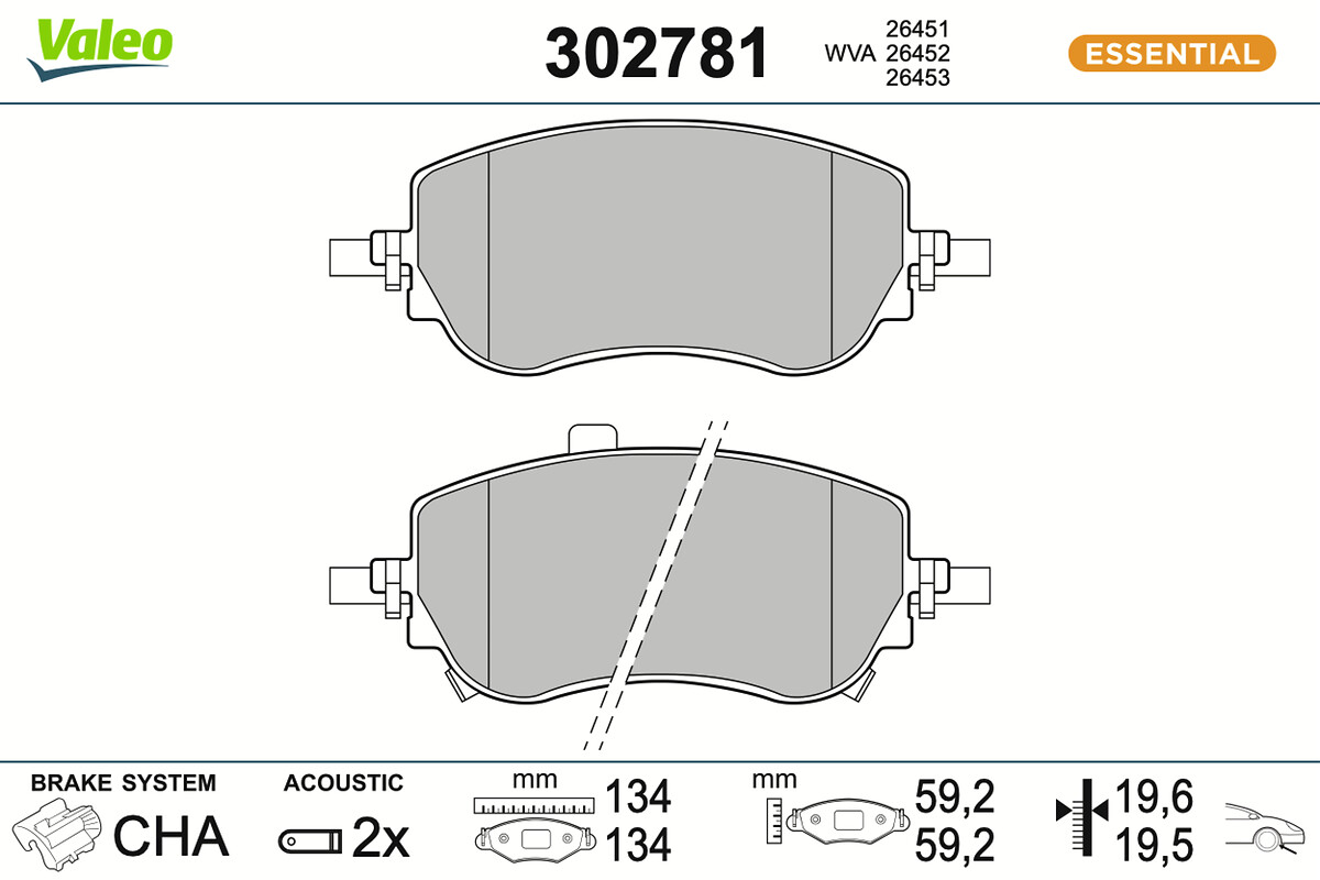 VALEO Bremseklodser 302781 foraksel for ABARTH