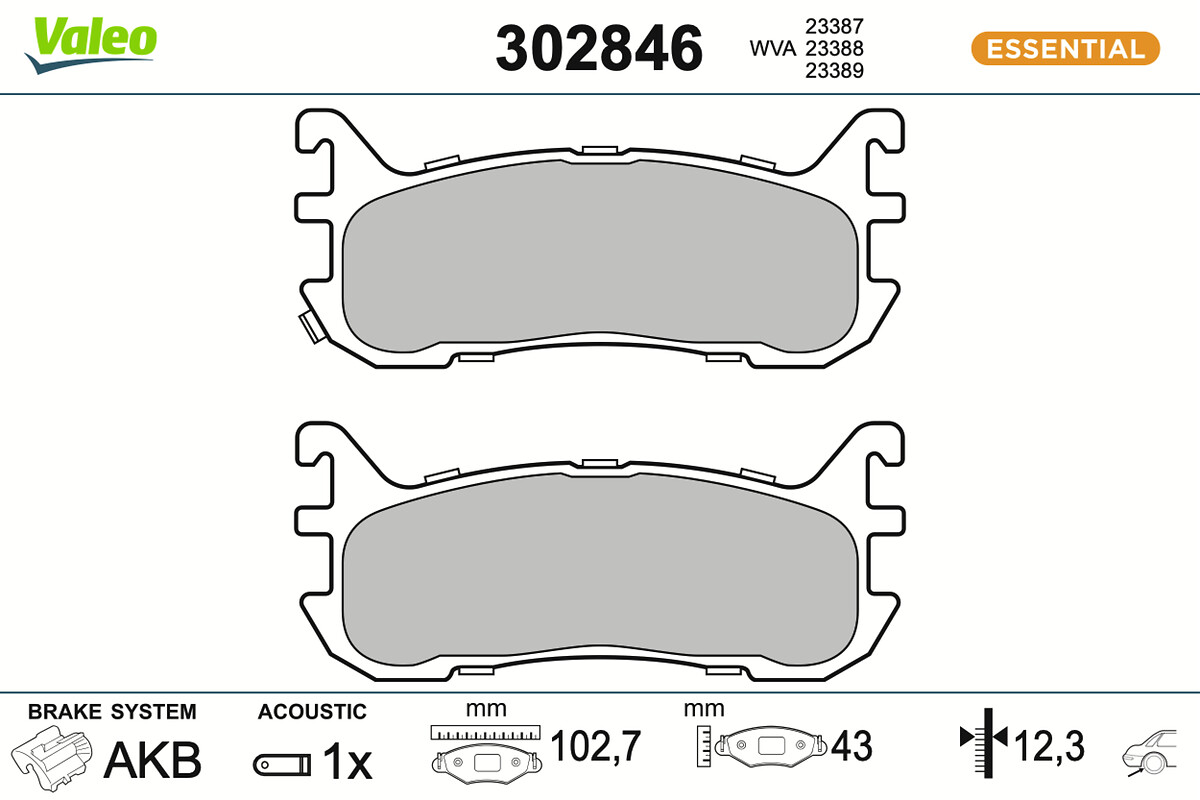 VALEO Bremseklodser 302846 bagaksel for MAZDA