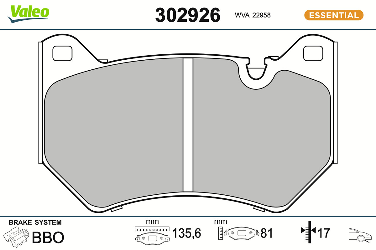 VALEO Bremseklodser 302926 foraksel for AUDI AUDI (FAW)