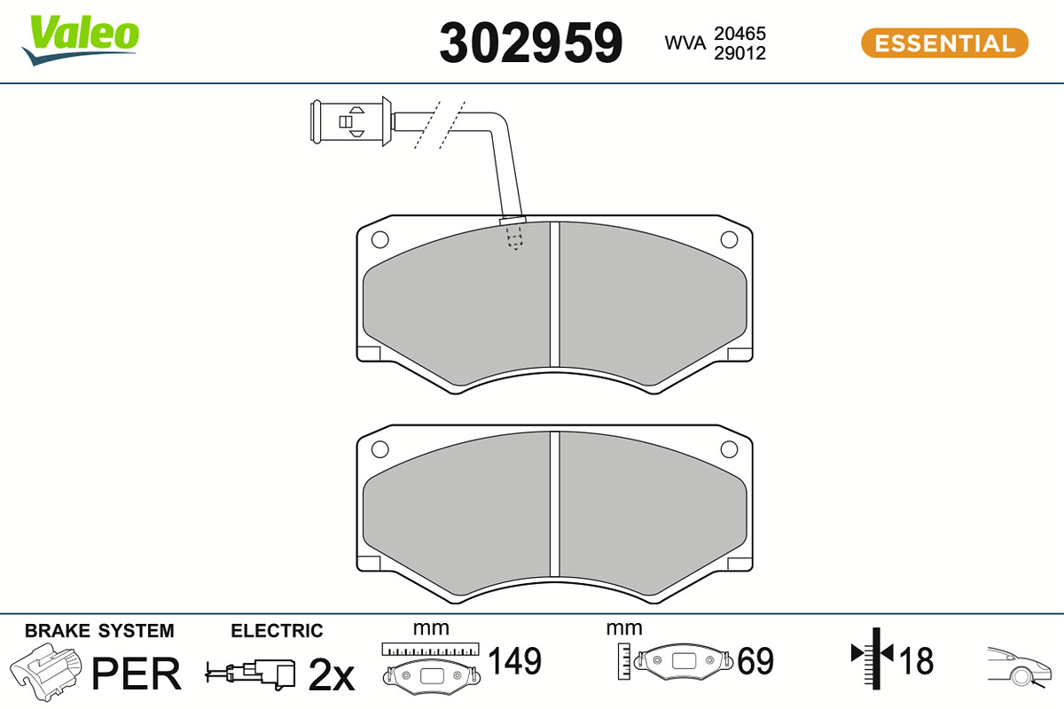 VALEO Bremseklodser 302959 foraksel for IVECO