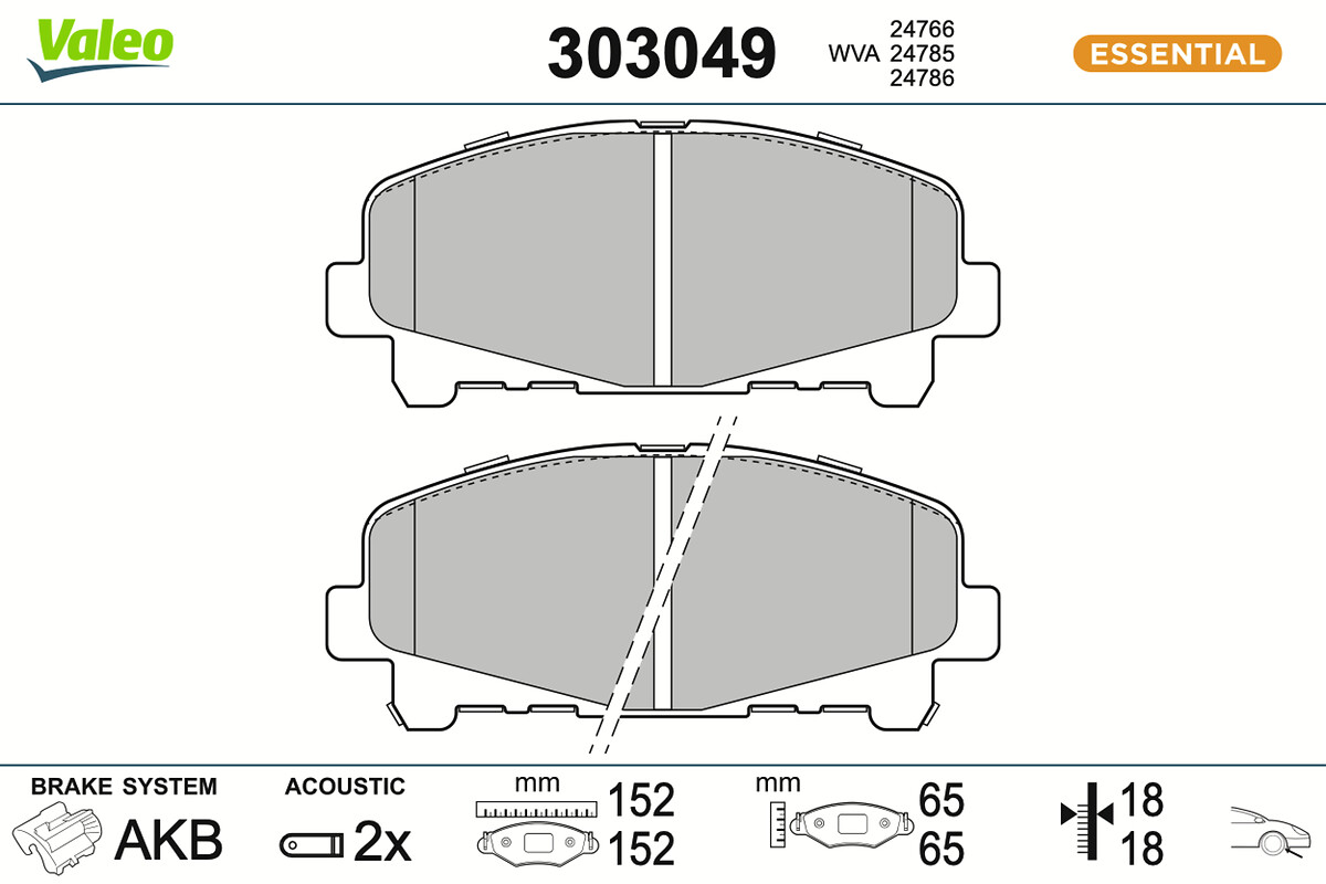 VALEO Bremseklodser 303049 foraksel for ACURA (GAC) HONDA