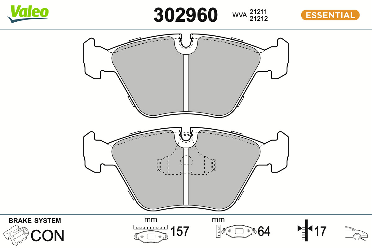 VALEO Bremseklodser 302960 foraksel for PEUGEOT VW