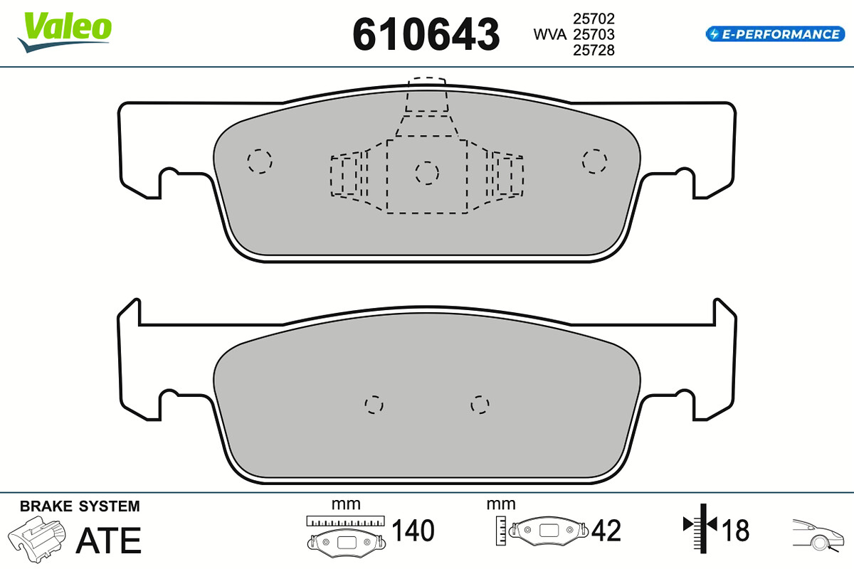 VALEO Bremseklodser 610643 foraksel for DACIA RENAULT SMART