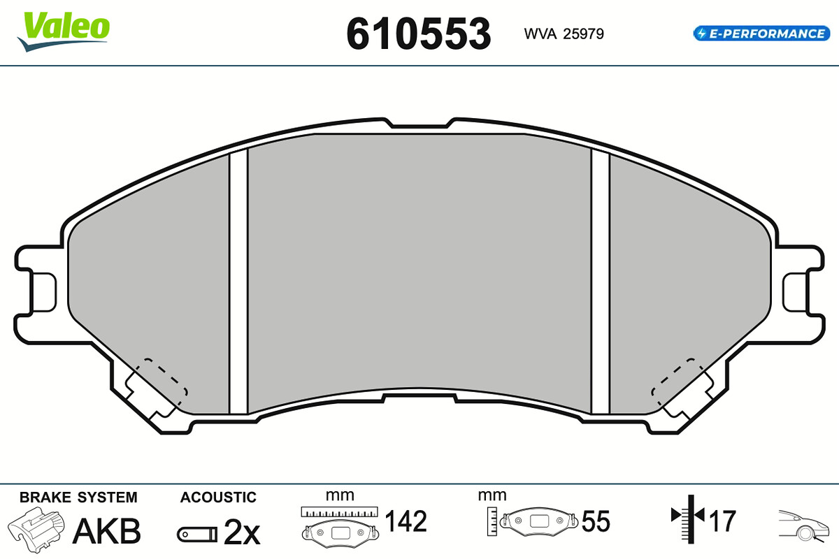 VALEO Bremseklodser 610553 foraksel for SUZUKI
