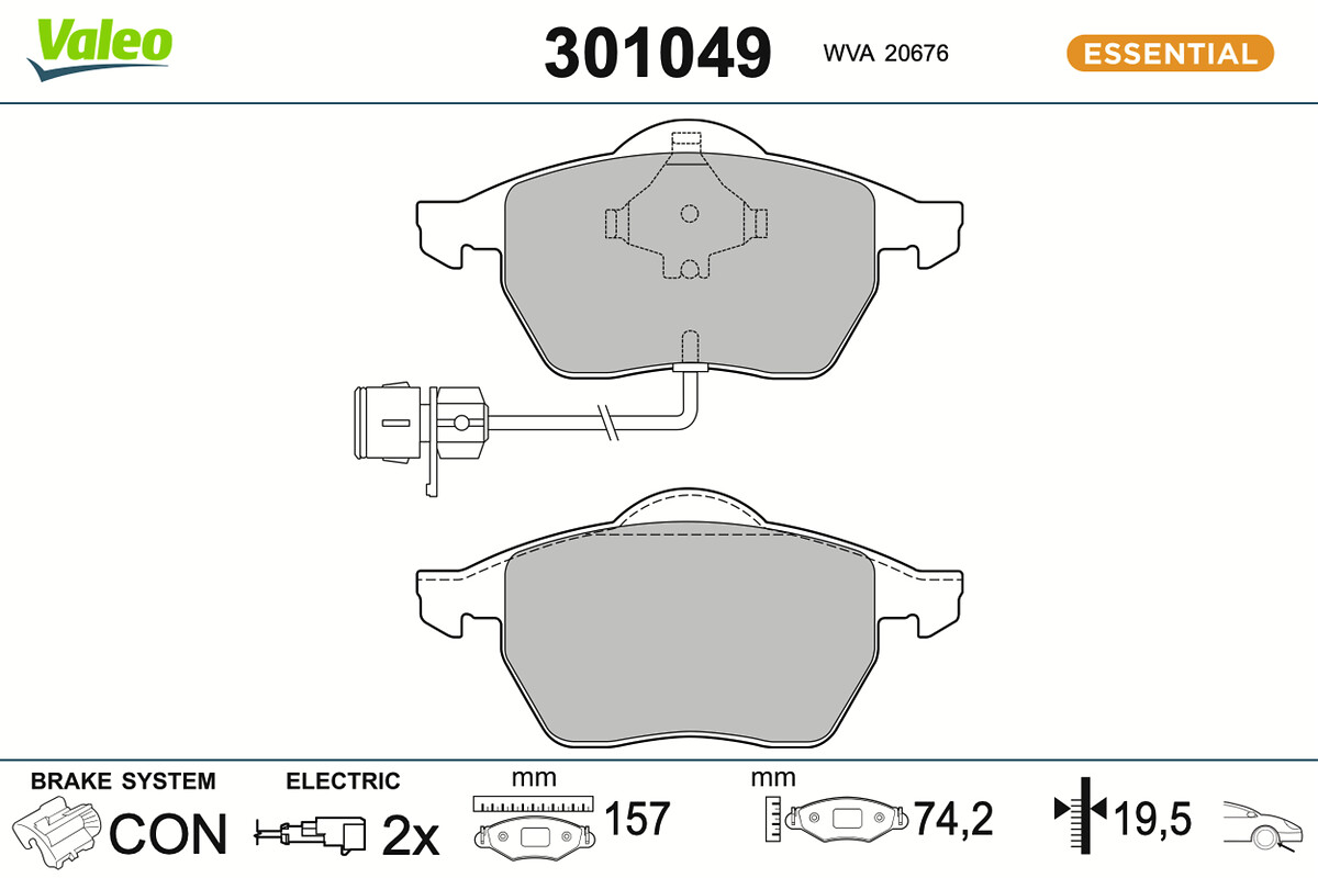 VALEO Bremseklodser 301049 foraksel for AUDI VW