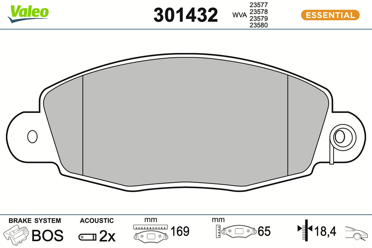 VALEO Bremseklodser 301432 foraksel for FORD