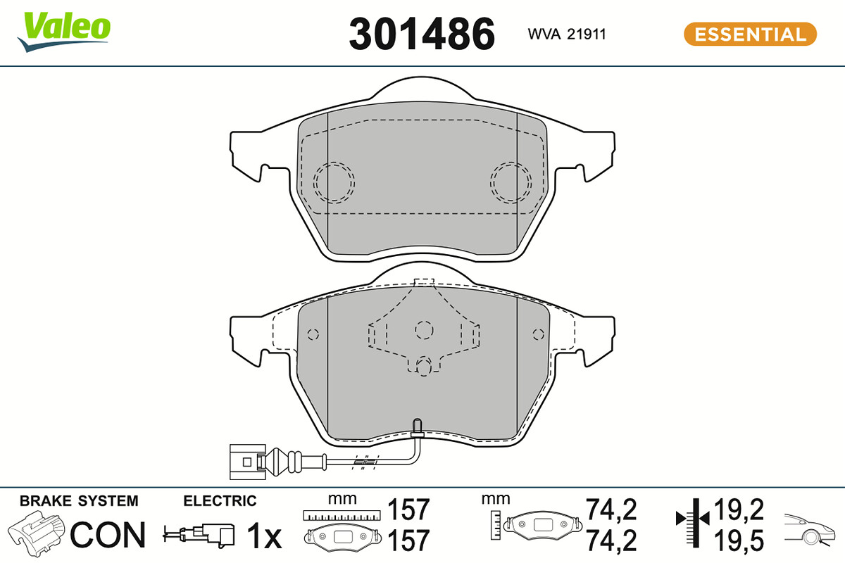 VALEO Bremseklodser 301486 foraksel for VW VW (SVW) VW (FAW)
