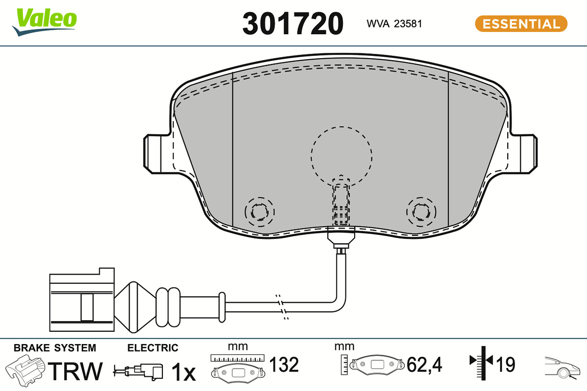 VALEO Bremseklodser 301720 foraksel for VW