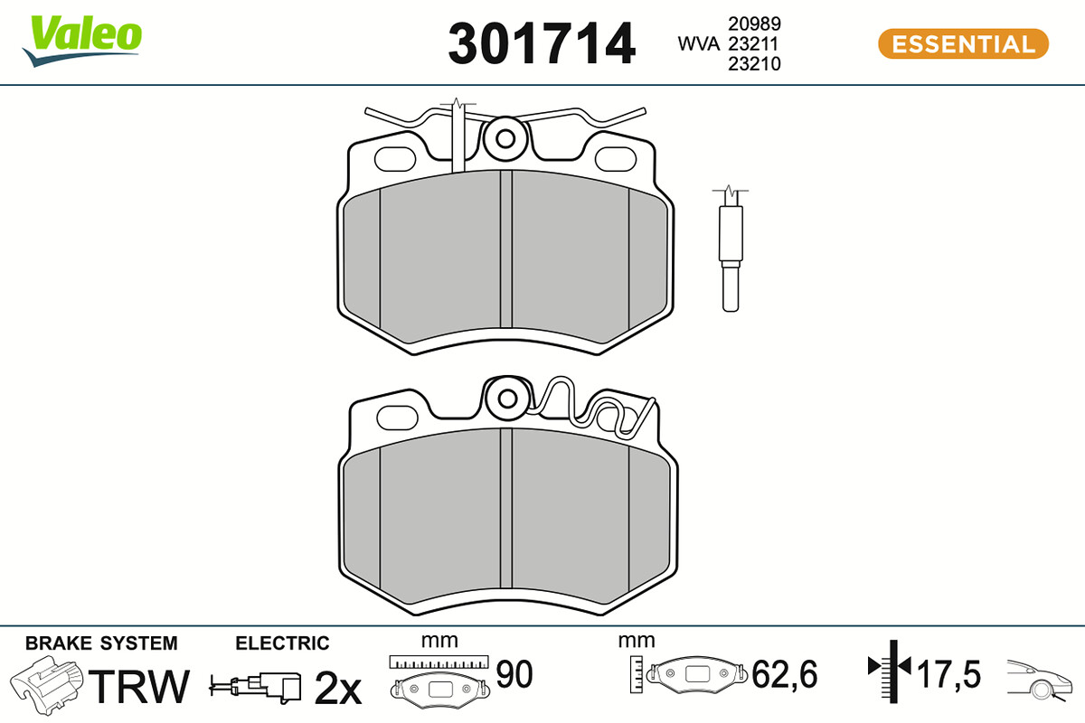 VALEO Bremseklodser 301714 foraksel for PEUGEOT CITROËN