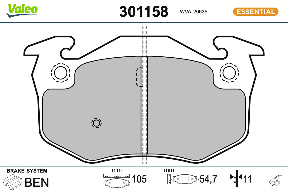 VALEO Bremseklodser 301158 bagaksel for RENAULT