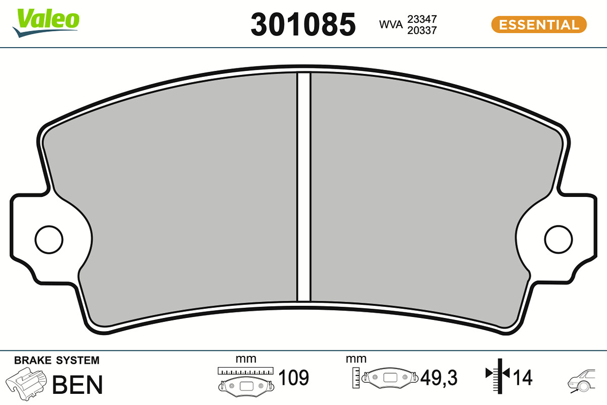 VALEO Bremseklodser 301085 for FIAT TALBOT RENAULT ALPINE ARO