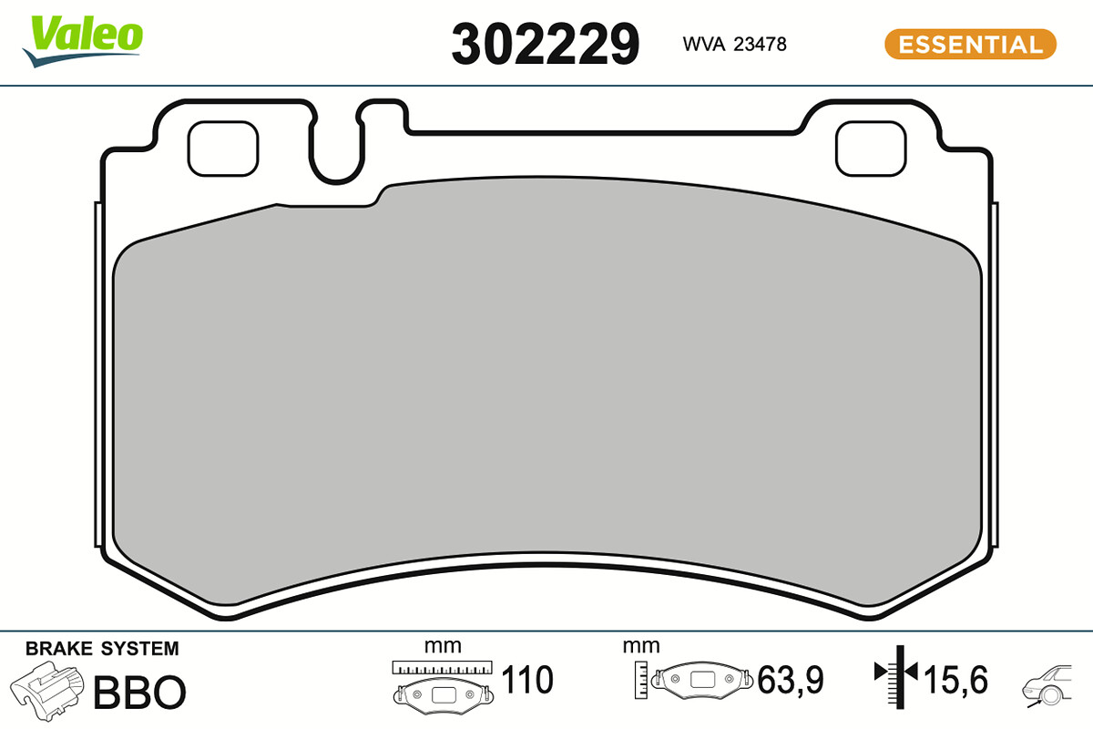 VALEO Bremseklodser 302229 bagaksel for MERCEDES-BENZ BRABUS