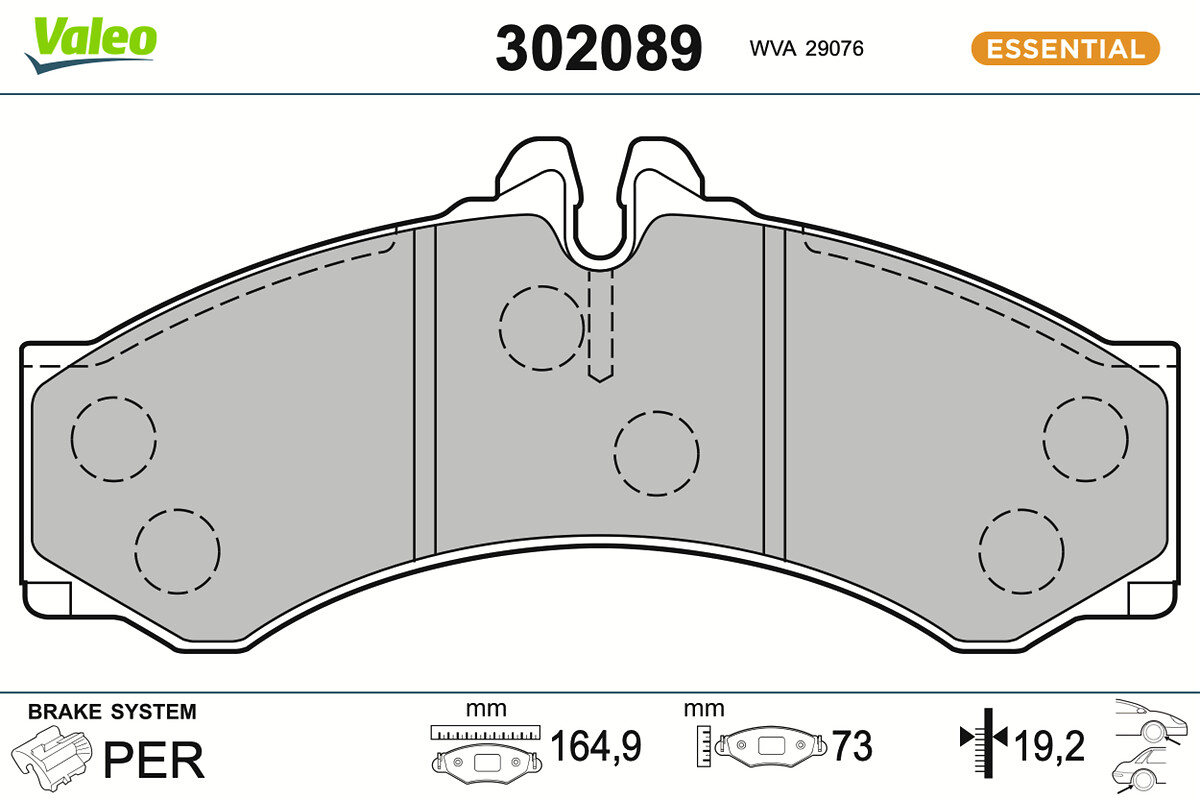VALEO Bremseklodser 302089 for MERCEDES-BENZ MERCEDES-BENZ (BBDC) VW
