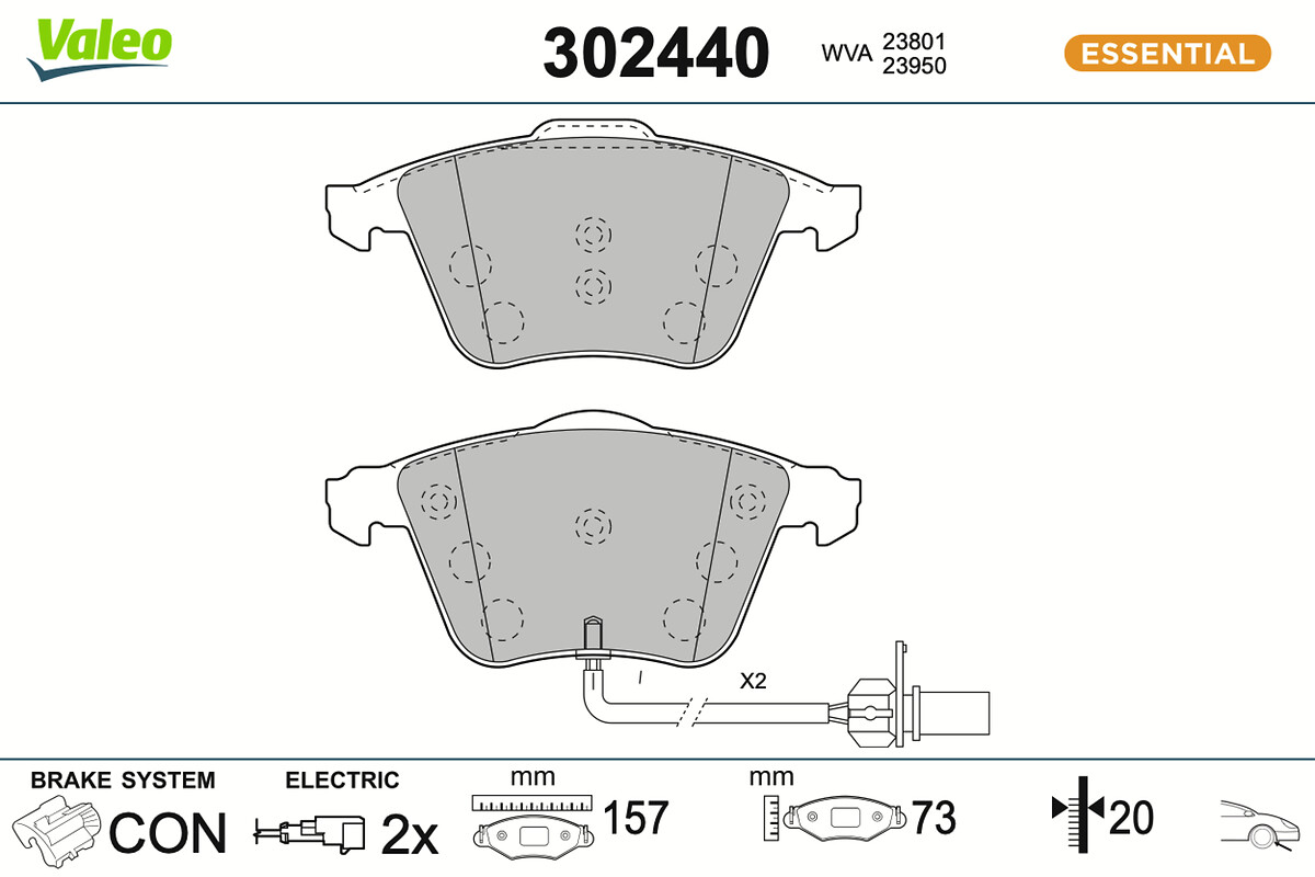 VALEO Bremseklodser 302440 foraksel for AUDI AUDI (FAW)